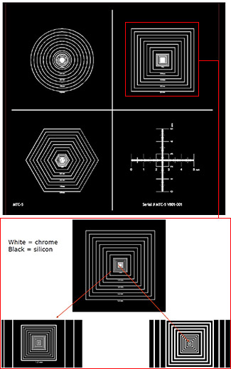 31-T33600   Micro-Tec MTC-5 Multiple target calibration standard with 4 patterns, Bright Field